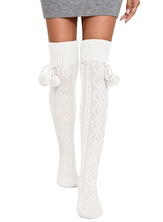 SherryDC Women's Cable Knit Thigh High Socks Over the Knee Leg Warmers Long Winter Boot Stockings - Image 2